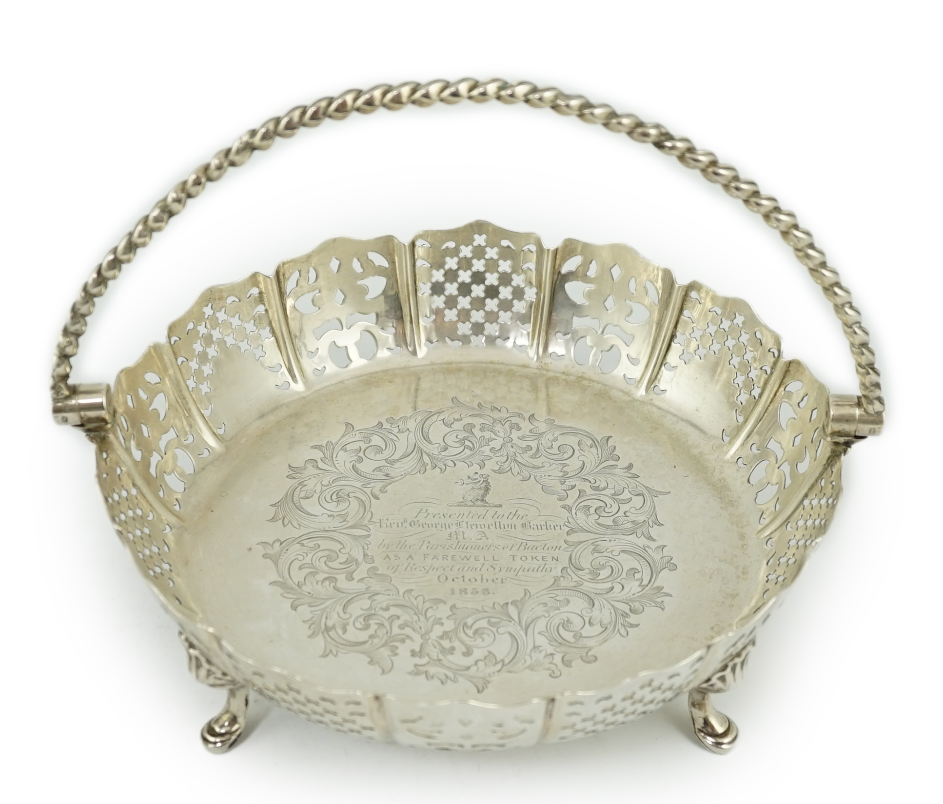 A Victorian pierced silver shallow circular cake basket, by Henry Wilkinson & Co